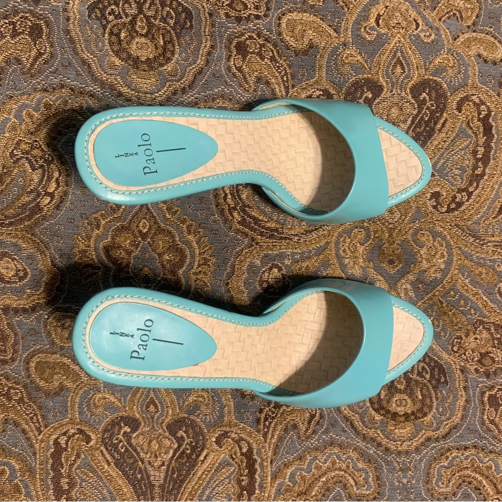 Paolo Women's Teal Slide Sandals
